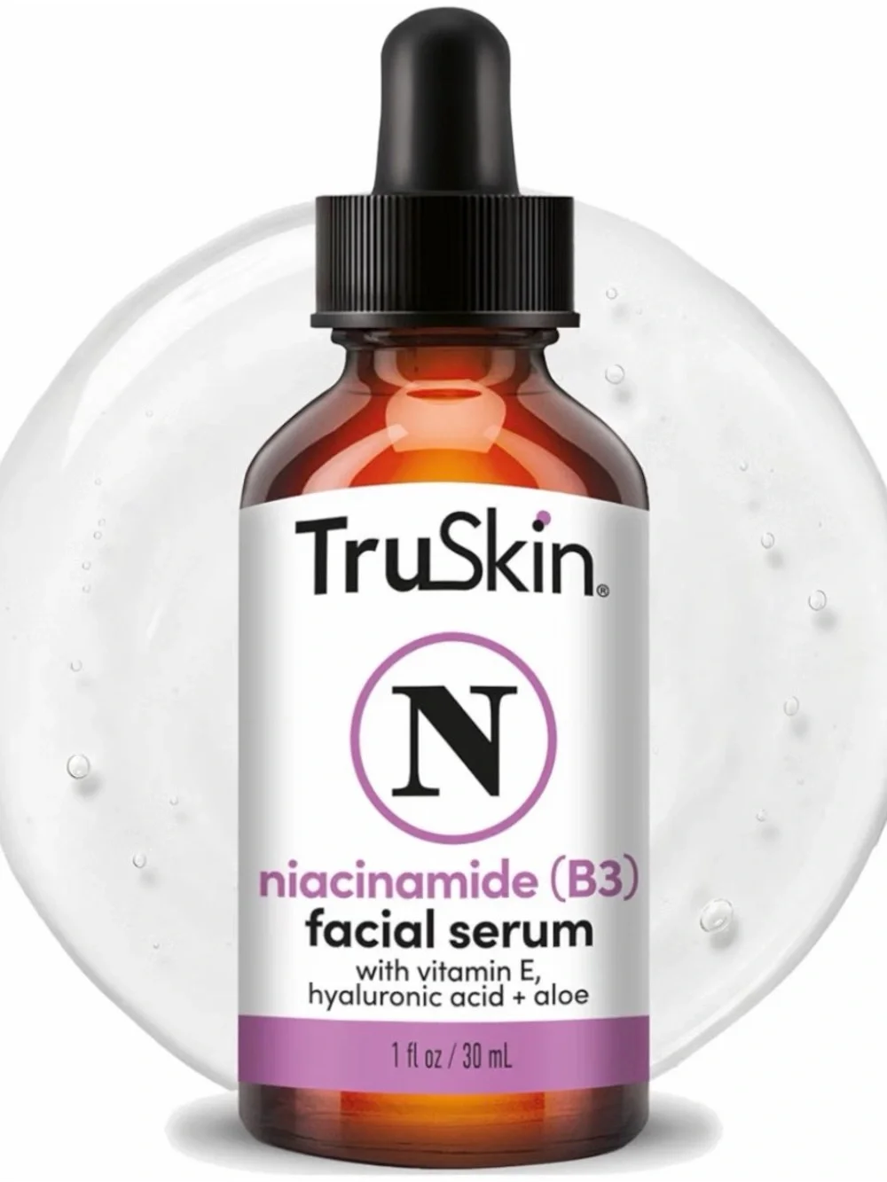 TruSkin Niacinamide B3 FACIAL SERUM, Vitamin E & Hyaluronic Acid, 1 fl oz - NIB